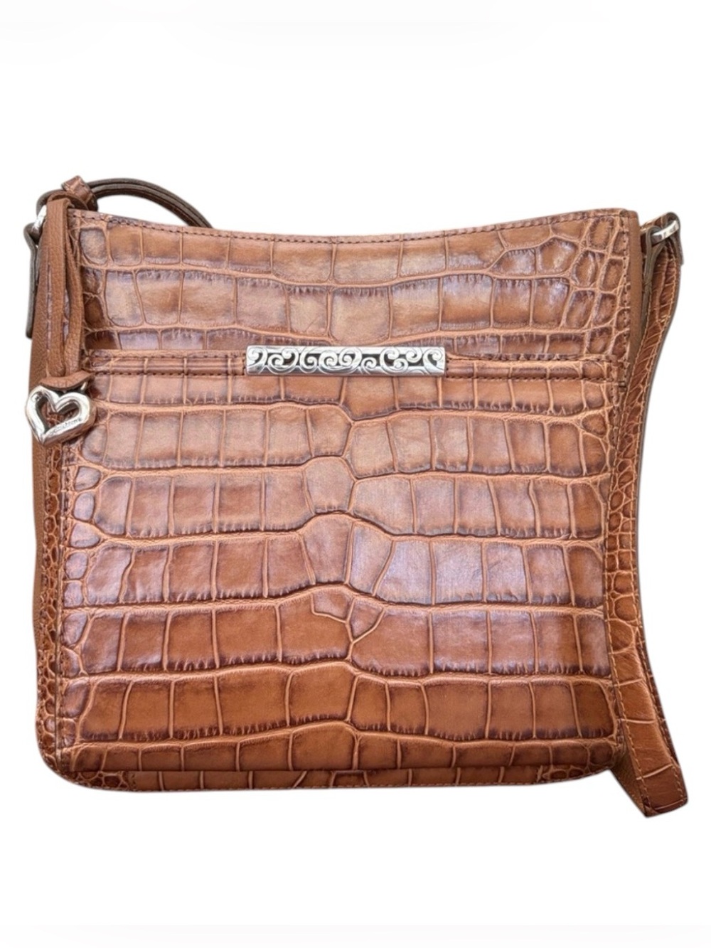 Brighton Mingle Sage Mock Croco Nutmeg Organizer Shoulder/Crossbody Bag MSRP$350